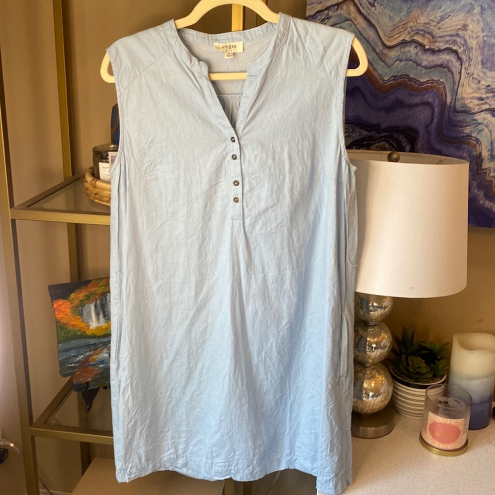 Denim colored cotton shift dress